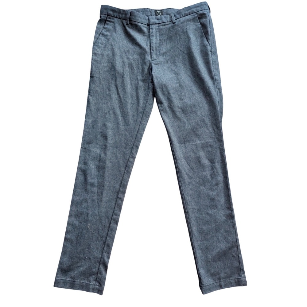 $190 BOSS Hugo Boss Slim Fit Mens Dress Pants Navy Blue Textured Trousers 34x32